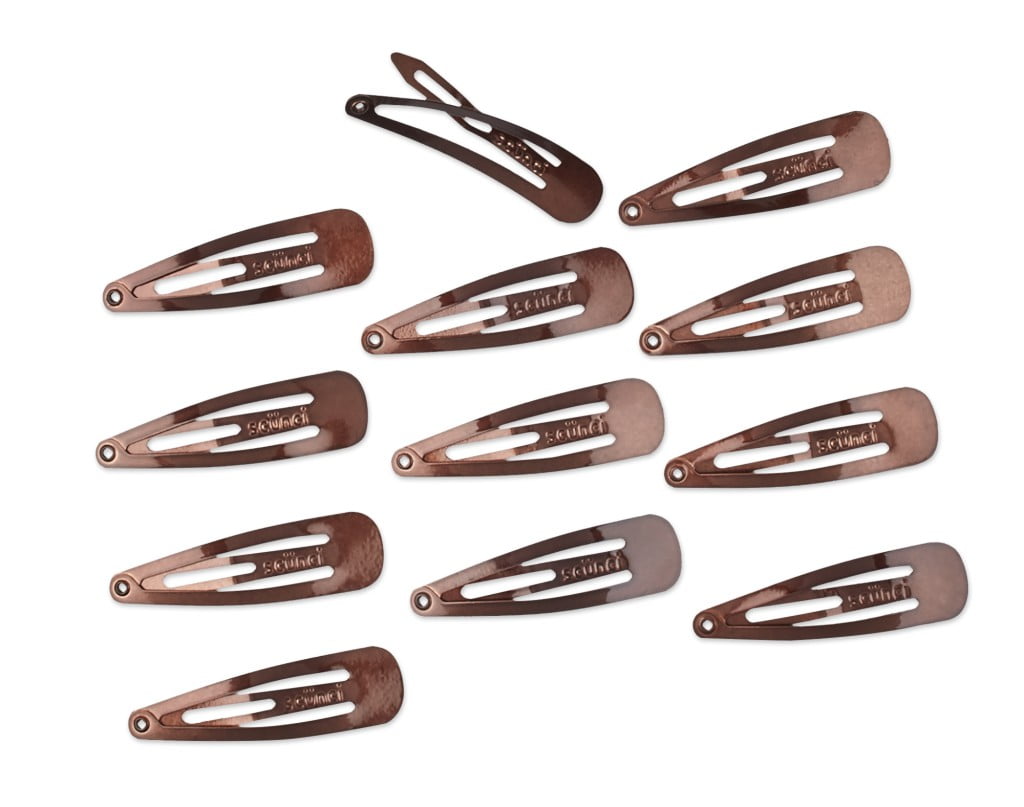 Scunci Barrettes Clic-Clac Métal, Marron, Lot de 12 - Image 4