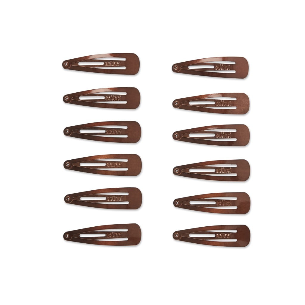Scunci Barrettes Clic-Clac Métal, Marron, Lot de 12 - Image 3