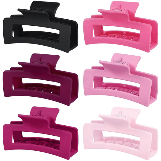Pinces Crabe Rectangulaires 9 cm, Lot de 6, Rose et Violet