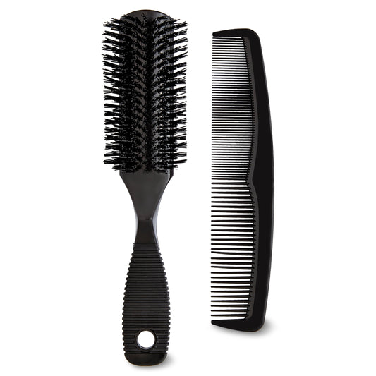 Set Brosse et Peigne de Coiffage, Noir, 2 Pièces